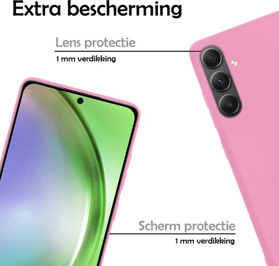 Hoesje - 2 Stuks - Geschikt voor Samsung Galaxy A54 - Sterk & Shockproof - Case Siliconen - Back Cover - Telefoon Hoes - Telefoonhoesjes - Lichtroze
