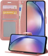 Hoesje Geschikt voor Samsung A54 Hoesje Book Case Hoes Portemonnee Cover Walletcase - Hoes Geschikt voor Samsung Galaxy A54 Hoes Bookcase Hoesje - Rosé goud.