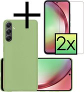 Hoes Geschikt voor Samsung A54 Hoesje Cover Siliconen Back Case Hoes Met 2x Screenprotector - Groen