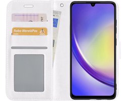 Hoesje - Met Pasjeshouder - Geschikt voor Samsung Galaxy A34 - Luxe Bookcase Portemonee - Flip Case - Kunstleer Book Case - Flipcase - Book Cover - Walletcase - Portemonneehoes - Wit
