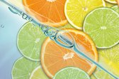 Fotobehang - Vlies Behang - Sinaasappels - Limoenen - Citroenen - Fruit - 312 x 219 cm