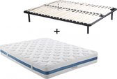 Ysmée Set lattenbodem + matras met 1008 pocketveren en ademende strook AIRPLAY van DREAMEA PLAY dikte 24 cm - 160x200 cm L 200 cm x H 25 cm x D 160 cm