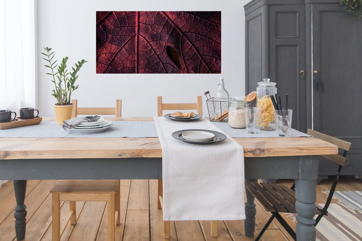 Poster Abstract - Rood - Bladeren - Plant - 120x60 cm