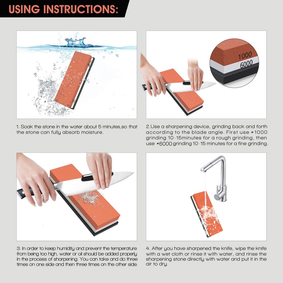 Aiguiseur Professionnel Guide Pierre à Aiguiser DDF IohEF 1000/6000 - Aiguiseur Couteau - Guide Angle Et Base Silicone Double Face