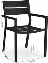 7-delige tuinset | 6 Delia stoelen Black | 210x100cm Rock tuintafel