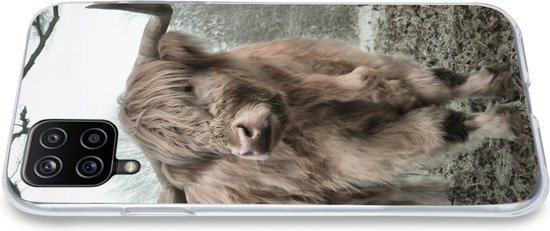 Coque de téléphone compatible avec Samsung Galaxy A12 - Highlander écossais - Forêt - Brume - Vache - Animaux - Nature - Coque en Siliconen