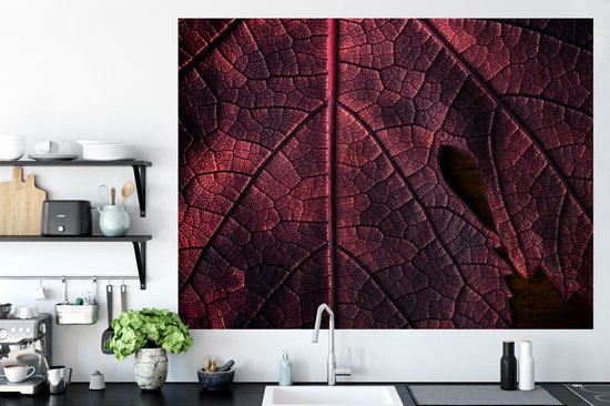 Stickers muraux - Film autocollant - Abstrait - Rouge - Feuilles - Plante - 160x120 cm - Film adhésif - Stickers muraux Chambre d'enfant - Papier peint autocollant XXL - Papier peint autocollant - Film autocollant