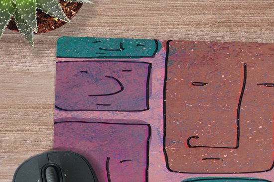 Muismat 18x27 cm - Mousepad Vintage - Gezicht - Abstract - Kunst - Patroon - Muismatten