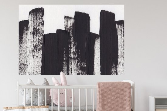 Stickers muraux - Film autocollant - Peinture - Abstrait - Zwart - Wit - 120x80 cm - Film adhésif - Stickers muraux chambre d'enfant - Papier peint autocollant - Papier peint autocollant - Film autocollant