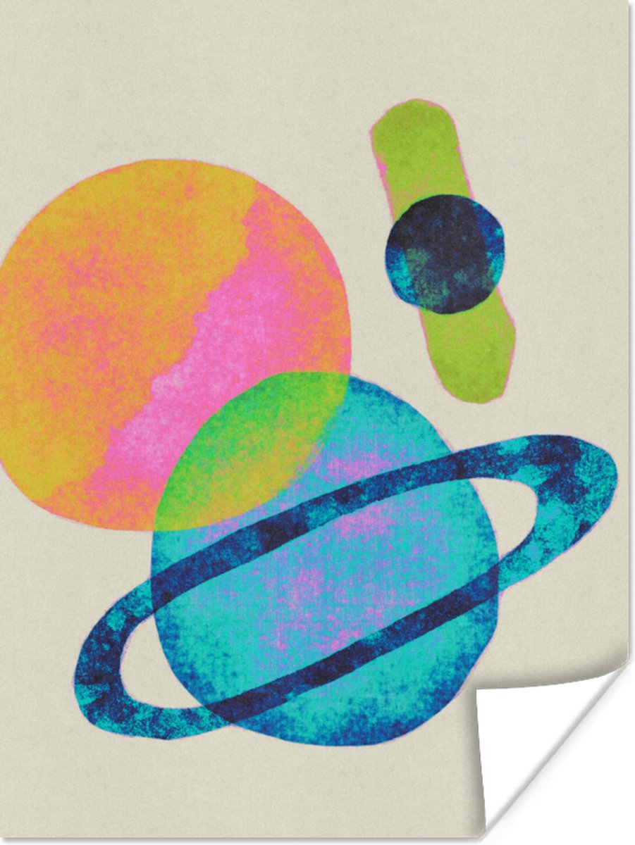 Poster Planeten - Abstract - Neon - Verf - 30x40 cm