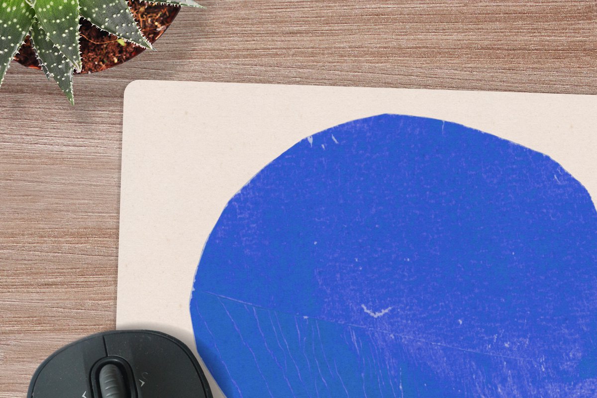Muismat XXL 40x40 cm - Bureau onderlegger - Bureau mat Bloem - Abstract - Blauw - Groen - Bureaumat - Gaming mousepad xl - Bureaulegger groot - Computer deskmat