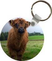 Sleutelhanger - Schotse hooglander - Koeien - Natuur - Groen - Gras - Plastic - Rond - Uitdeelcadeautjes