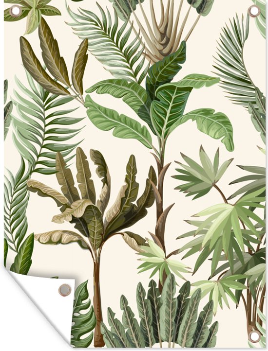 Tuin decoratie Jungle - Palmboom - Bananenplant - Kinderen - Natuur - Planten - 30x40 cm - Tuindoek - Buitenposter