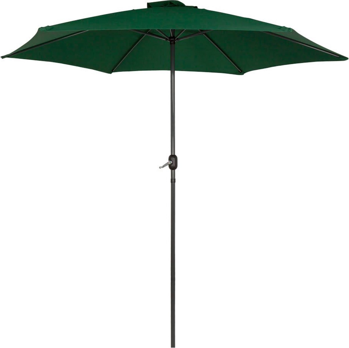 Large green Aktive Parasol with dimensions 300 x 245 x 300 cm, made of aluminum.
