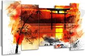 GroepArt - Canvas Schilderij - China - Rood, Zwart, Wit - 150x80cm 5Luik- Groot Collectie Schilderijen Op Canvas En Wanddecoraties