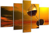Glasschilderij Wijn - Oranje, Rood, Zwart - 170x100cm 5Luik - Foto Op Glas - Geen Acrylglas Schilderij - 6000+ Glasschilderijen Collectie - Wanddecoratie