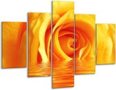 Glasschilderij -  Roos - Geel - 100x70cm 5Luik - Geen Acrylglas Schilderij - GroepArt 6000+ Glasschilderijen Collectie - Wanddecoratie- Foto Op Glas