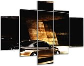 Glasschilderij -  BMW - Zwart, Goud, Wit - 100x70cm 5Luik - Geen Acrylglas Schilderij - GroepArt 6000+ Glasschilderijen Collectie - Wanddecoratie- Foto Op Glas