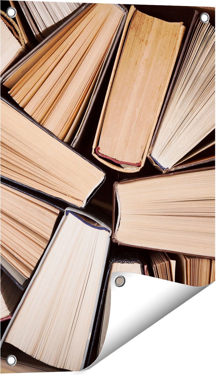 Gards Tuinposter Boeken Bladzijdes bij elkaar - 40x60 cm - Tuindoek - Tuindecoratie - Wanddecoratie buiten - Tuinschilderij Multikleur