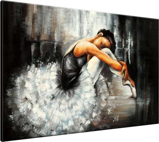 Peinture Ballet peint à la main | Gris, noir, blanc | 120x70cm 1Hatch