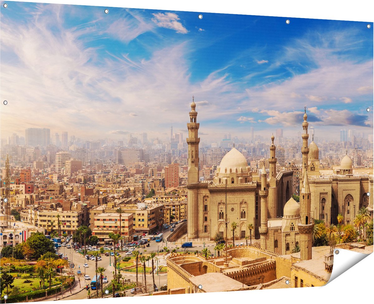 Gards Tuinposter Moskee in Cairo, Egypte - 180x120 cm - Tuindoek - Tuindecoratie - Wanddecoratie buiten - Tuinschilderij Multikleur