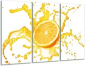 Glasschilderij Fruit, Keuken - Geel, Wit - 120x80cm 3Luik - Foto Op Glas - Geen Acrylglas Schilderij - GroepArt 6000+ Glas Art Collectie - Maatwerk Mogelijk