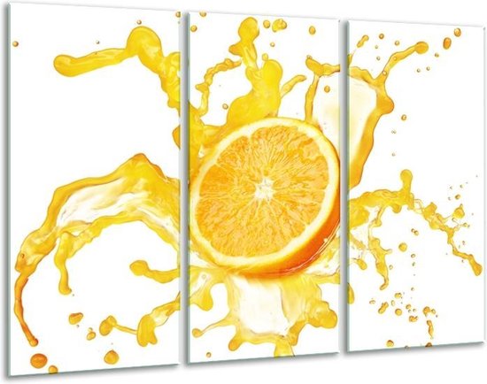 Glasschilderij Fruit, Keuken - Geel, Wit - 120x80cm 3Luik - Foto Op Glas - Geen Acrylglas Schilderij - GroepArt 6000+ Glas Art Collectie - Maatwerk Mogelijk