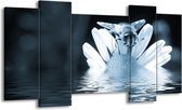 GroepArt - Schilderij - Bloem - Blauw, Grijs - 120x65cm 5Luik - Foto Op Canvas - GroepArt 6000+ Schilderijen 0p Canvas Art Collectie - Wanddecoratie