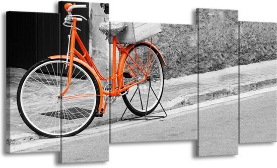 Peinture | Peinture sur toile vélo  | Orange, noir, blanc | 120x65cm 5 Liège | Tirage photo sur toile