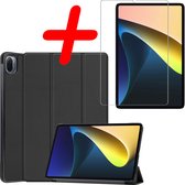 Hoesje Geschikt voor Xiaomi Pad 5 Hoes Case Tablet Hoesje Tri-fold Met Screenprotector - Hoes Geschikt voor Xiaomi Mi Pad 5 Hoesje Hard Cover Bookcase Hoes - Zwart