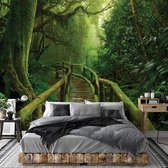 Fotobehang - Jungle - Brug - Natuur - Vliesbehang - (368 x 254 cm)
