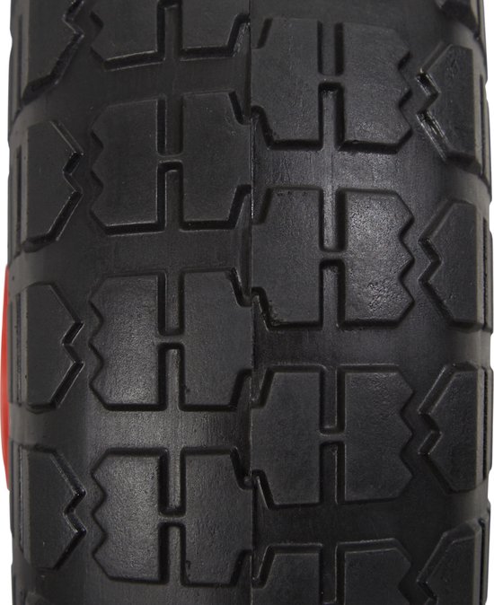 Relaxdays 8x steekwagenwiel - 4.1/3.5-4 - rubber - bolderkarwiel - antilek - zwart/rood van Relaxdays — afbeelding 3