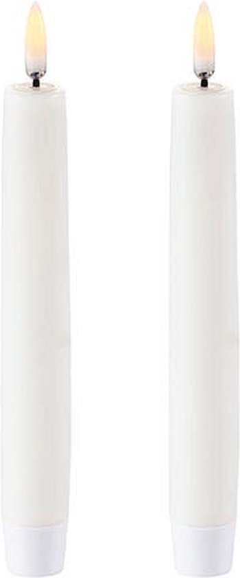 Tafelkaars - Uyuni Led Tafelkaars Wit- 2,3x15 cm - LED taper candle, Nordic white, Smooth - Set van 2