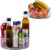 2 Draaibare Kruidenrekken, Draaiplateaus, Draaitafel voor Keuken, Kast & Koelkast, 23cm - Transparant & Handig