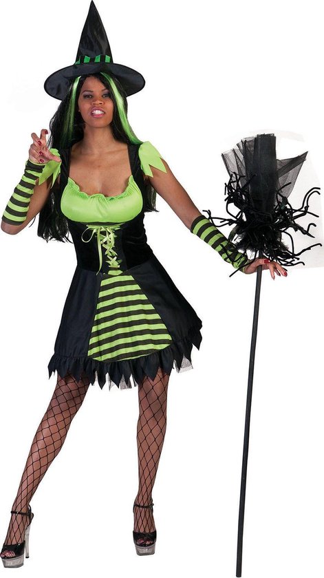 Vampieren & Heksen kostuum | Groene Heks | Vrouw | Maat 40-42 | Carnaval kostuum | Verkleedkleding