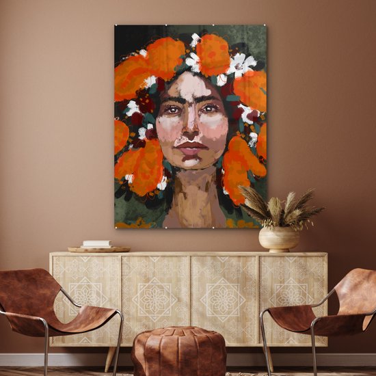 MuchoWow® Peinture sur verre 90x120 cm - Peinture sur verre acrylique - Abstrait - Femme - Portrait - Peinture - Photo sur verre - Peintures