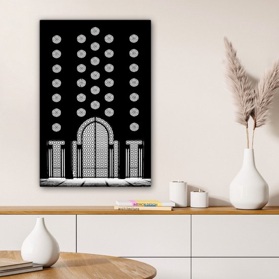 Canvas Schilderij Architectuur - Zwart - Wit - Patroon - 40x60 cm - Wanddecoratie