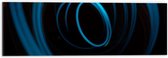 Dibond - Willekeurige Blauwe Cirkels in Donkere Omgeving - 60x20 cm Foto op Aluminium (Met Ophangsysteem)