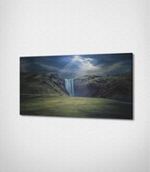 Waterfall In Iceland Canvas- 100 x 60 cm - Landschap - Schilderij - Canvas - Slaapkamer - Wanddecoratie  - Slaapkamer - Foto op canvas