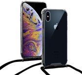 Shock hoesje met zwart koord geschikt voor Apple iPhone Xs Max + gratis glazen Screenprotector