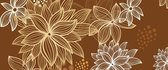 Fotobehang Flowers Abstract Brown | PANORAMIC - 250cm x 104cm | 130g/m2 Vlies