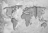 Fotobehang World Map Concrete Texture | XXXL - 416cm x 254cm | 130g/m2 Vlies