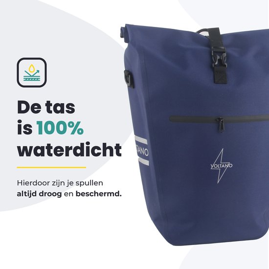 Voltano Luxe E-bike Fietstas 28L - Marine Blauw - Pakaftas Met Laptop vak - 100% Waterdicht - Met Gratis Schouderband van Voltano — afbeelding 5