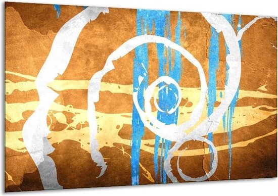 Art de peinture sur toile | Bleu, orange, marron | 120x70cm 1Hatch