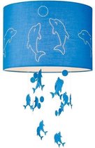 Home sweet home lampenkap Dolphins kinderkamer Ø 30 cm - blauw
