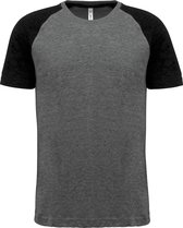 Tweekleurig triblend sportshirt heren Grey Heather/Black - XS