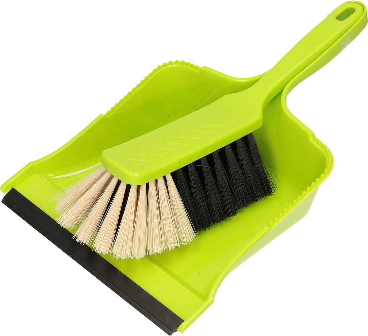 Goedkoopste Buemag Stoffer en blik - kunststof - 35 x 25 cm - groen - met rubber rand