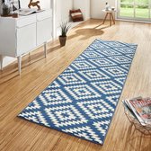 Design loper ruiten Nordic - blauw 80x200 cm