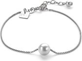 Twice As Nice Armband in zilver, parel op venetiaan ketting  16 cm+3 cm