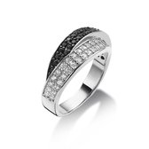 Twice As Nice ring in zilver, gezet met witte zirkonia en zwarte spinel zwart-wit 58